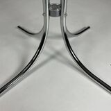 Vintage chrome glass round dining table 70s space age