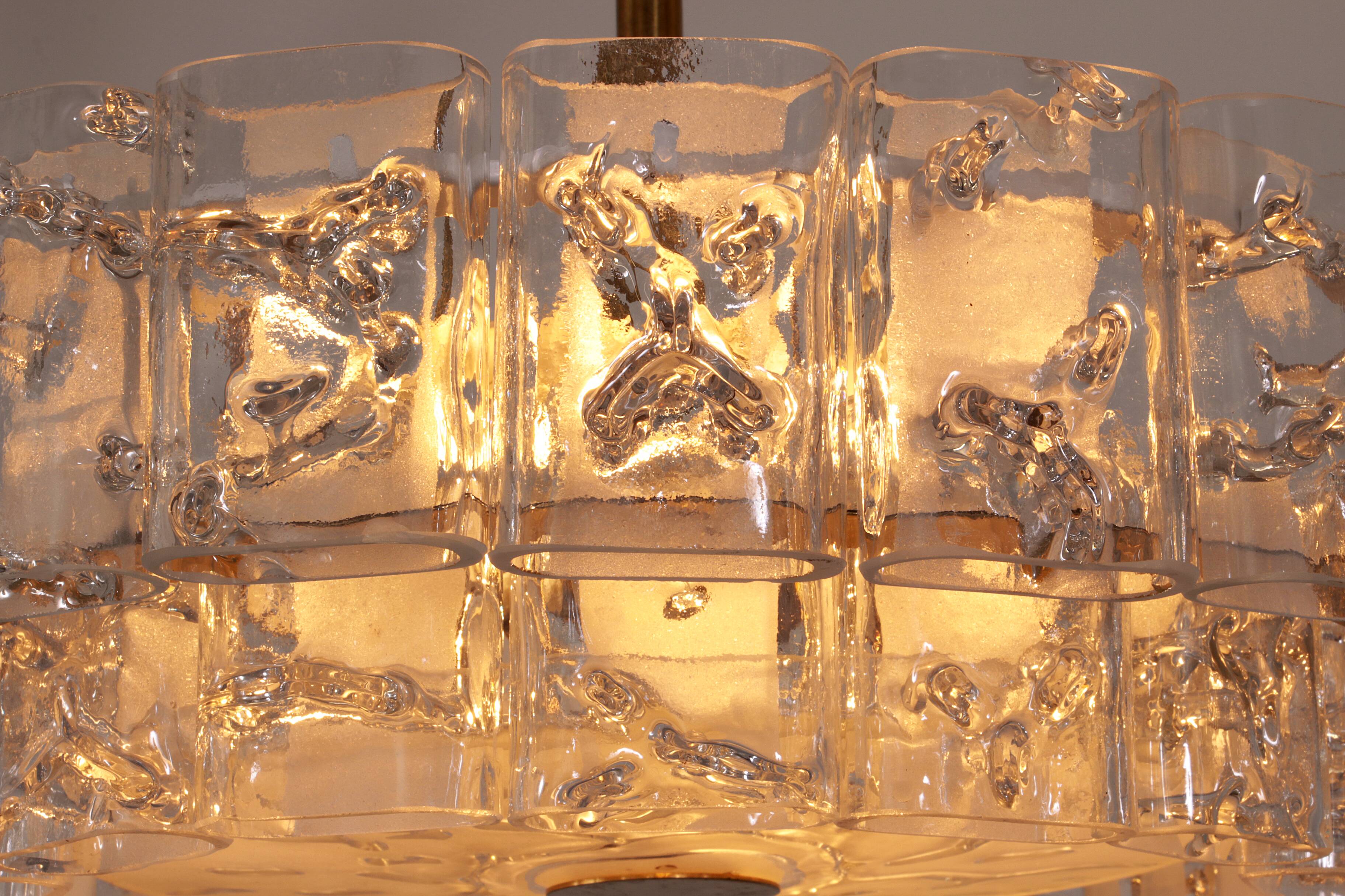 "Pair of Doria Leuchten Mid-Century Brass & Crystal Chandeliers, 1960s"