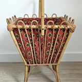 Vintage rattan chair with red fabric – 1960s/70s