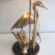 Lampe en laiton représentant un héron