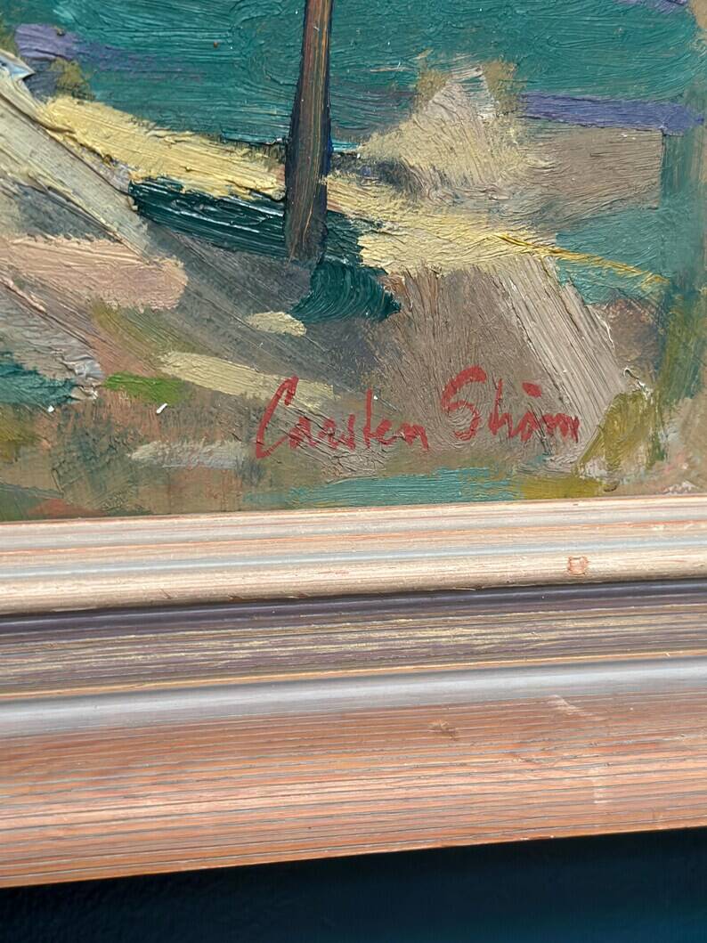 Original Swedish Oil on Panel – "Vid Knabäck, Skåne" by Carl-Axel Schwieler – Signed – Vintage & Framed – 59 × 50 cm (23.2" × 19.7")