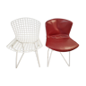 Pair of chairs wire Bertoia edition white Knoll with vinyl covers