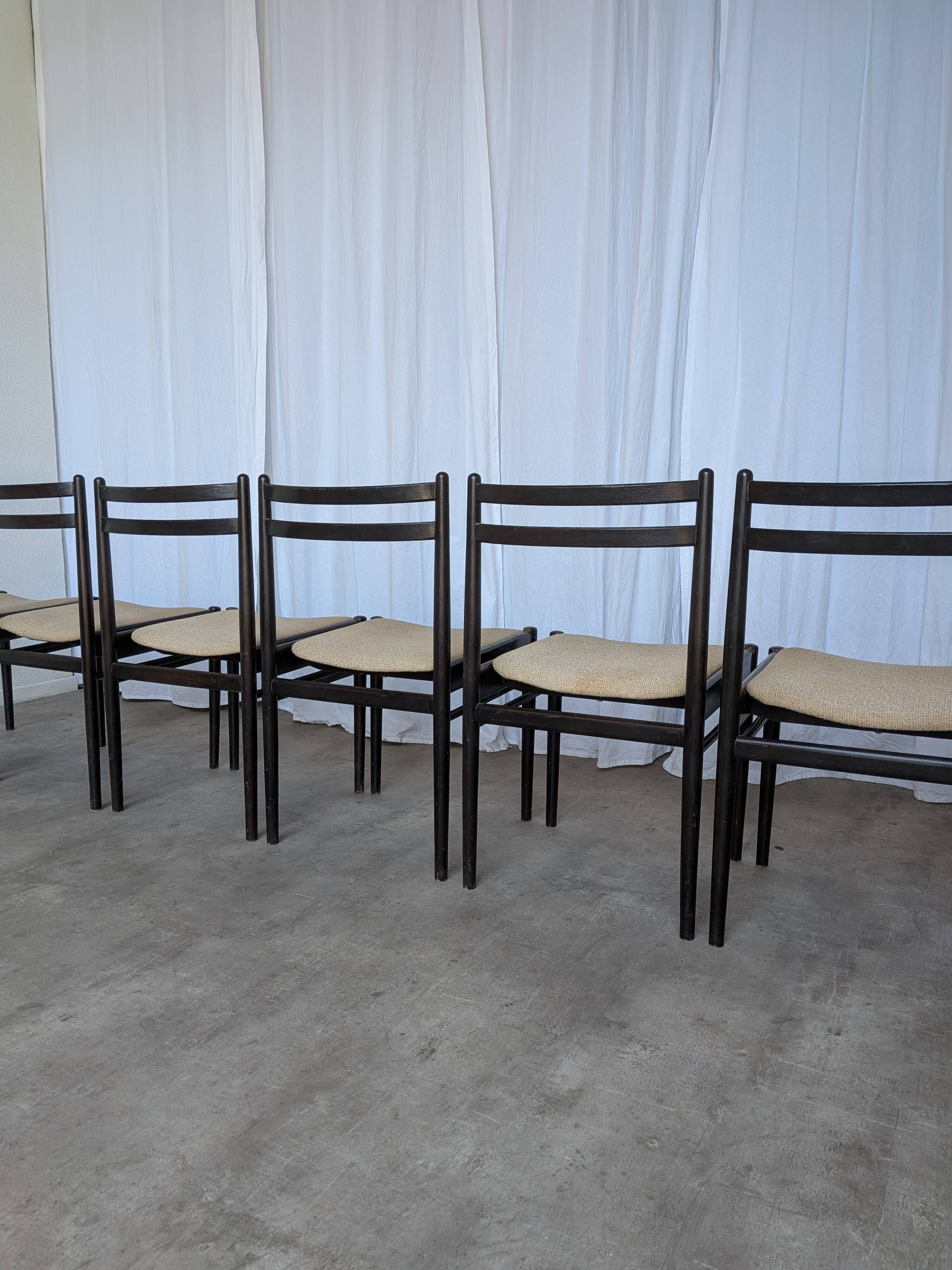 Ensemble de 6 chaises de salle à manger en bois de hêtre vintage / Style scandinave des années 50