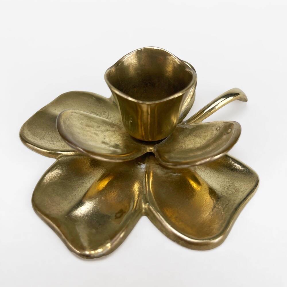 Bougeoir fleur en laiton années 70
