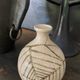 Vase ball ceramic vintage spider pattern signed mid century