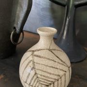Vase ball ceramic vintage spider pattern signed mid century