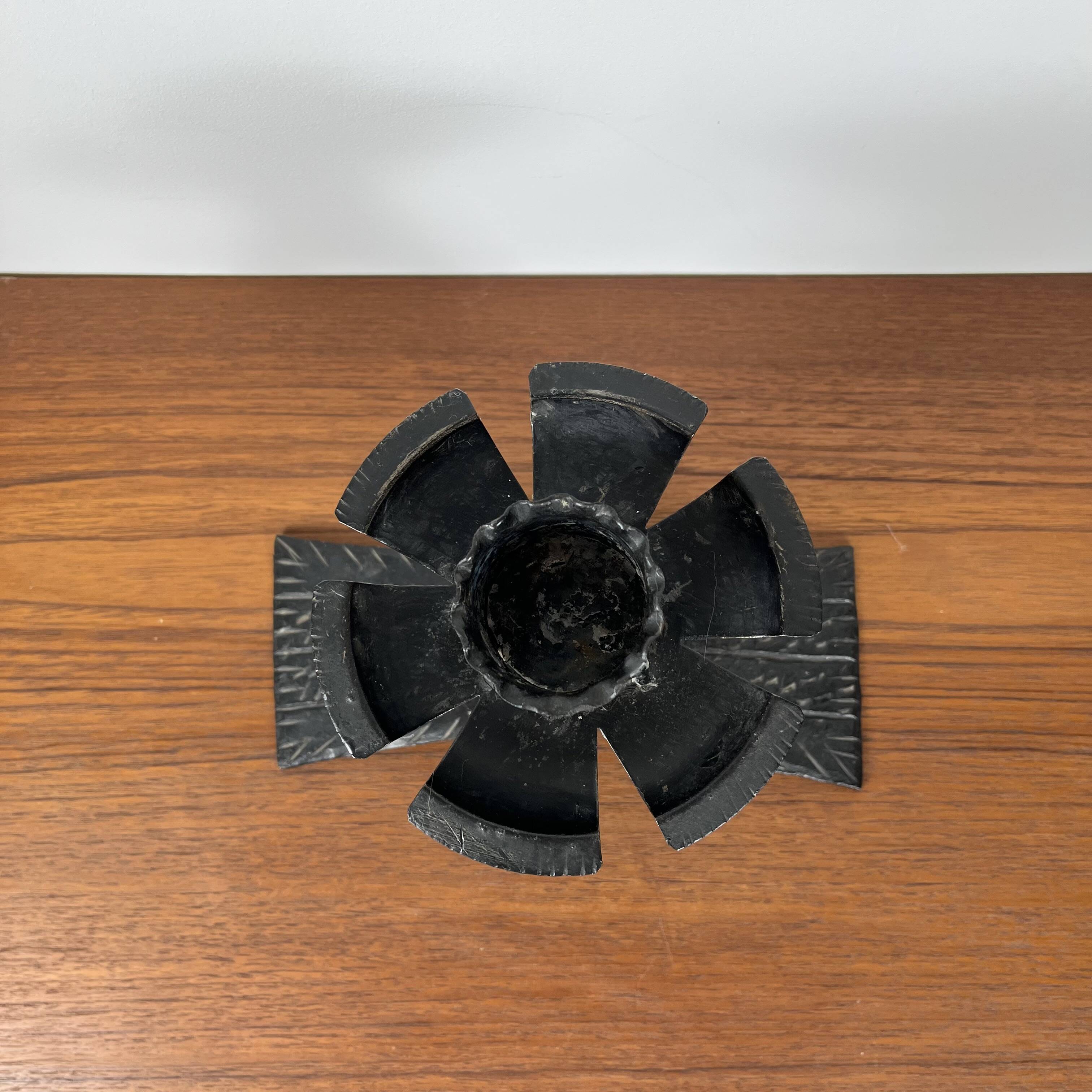 Vintage black wrought iron candle holder. 1960s/70s