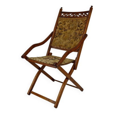 Chaise pliante ''safari'' victorienne, Royaume-Uni, Arts & Crafts, circa 1880