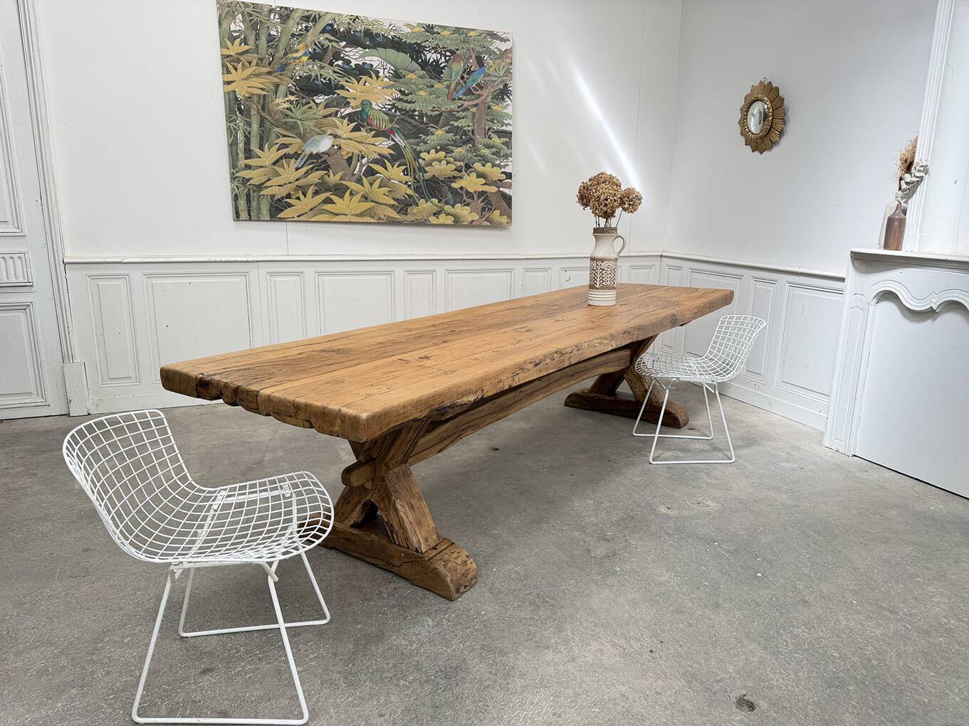 Oak table, monastery-style table.
