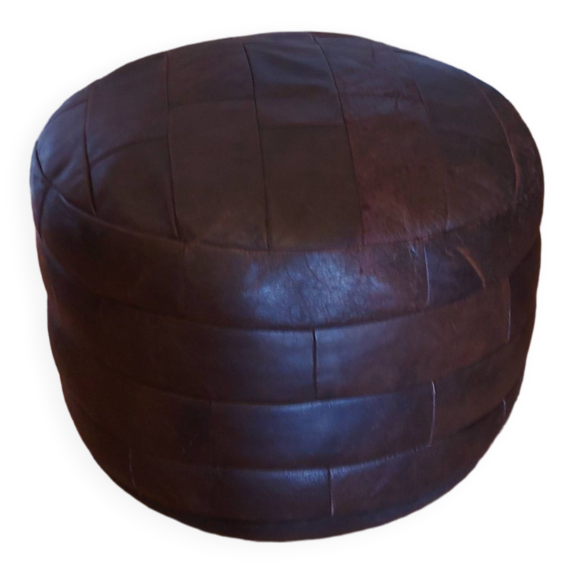 Leather patchwork pouf, vintage 70'S by Sede