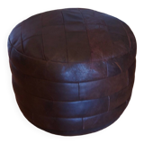 Leather patchwork pouf, vintage 70'S by Sede
