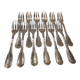 12 silver-plated metal cake forks by Argental silversmiths with a decorative pattern