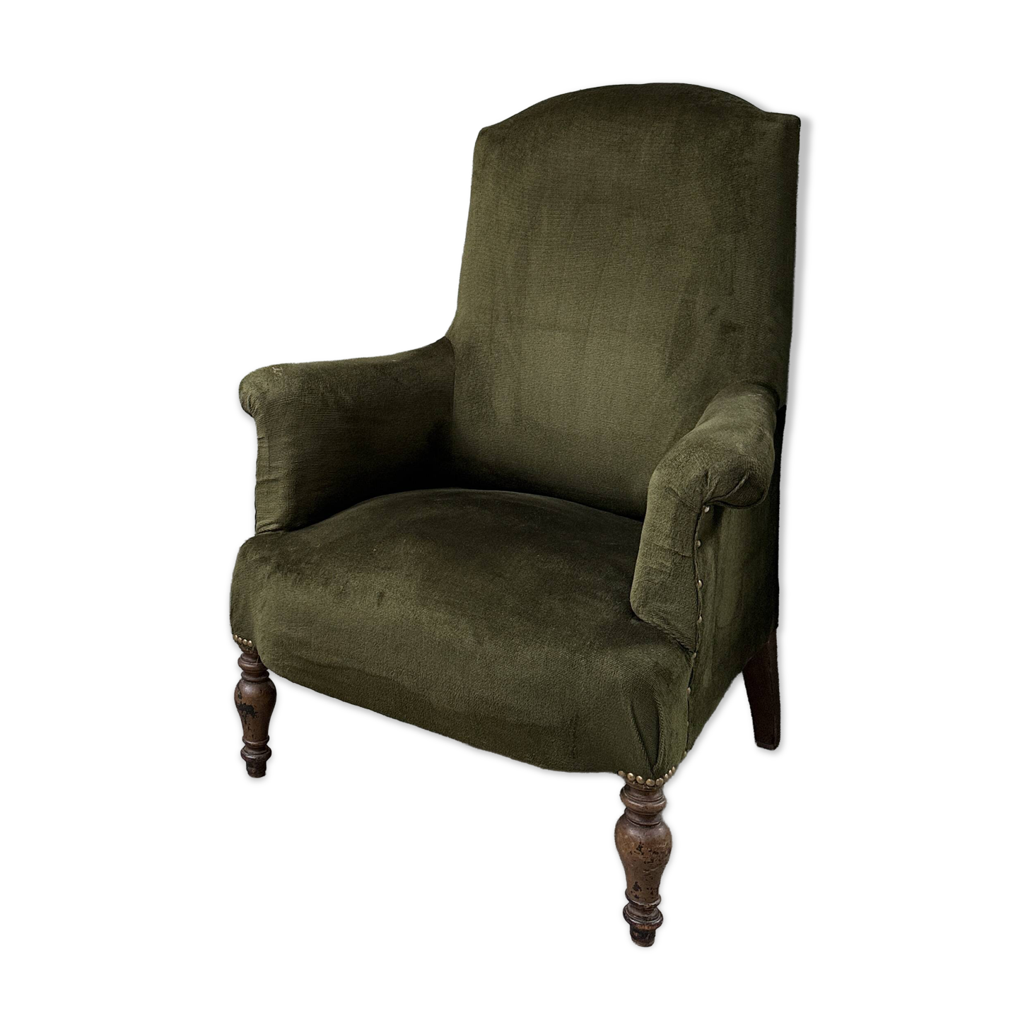 Green velvet tub chair