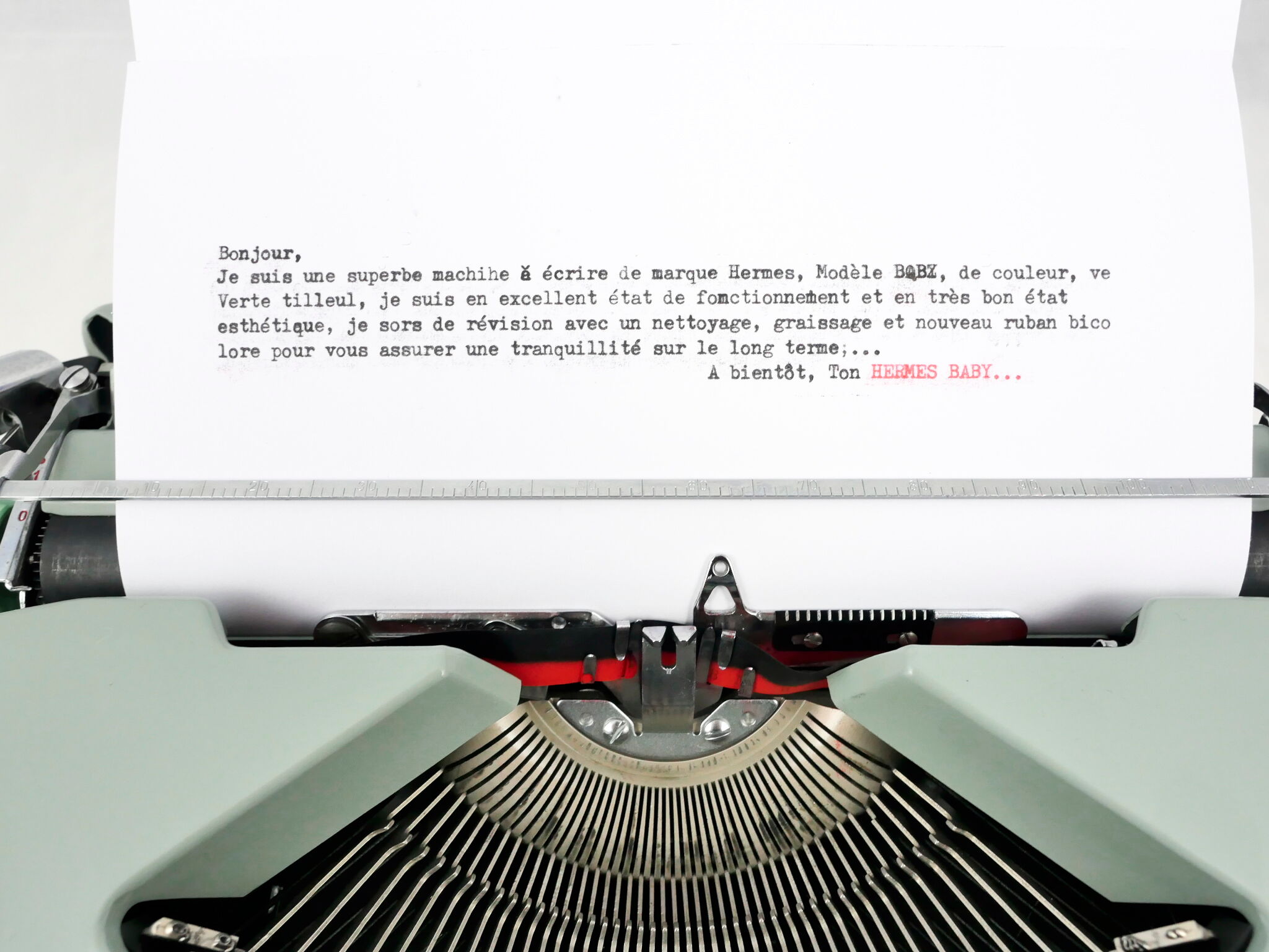 Vintage linden green Hermes Baby typewriter
