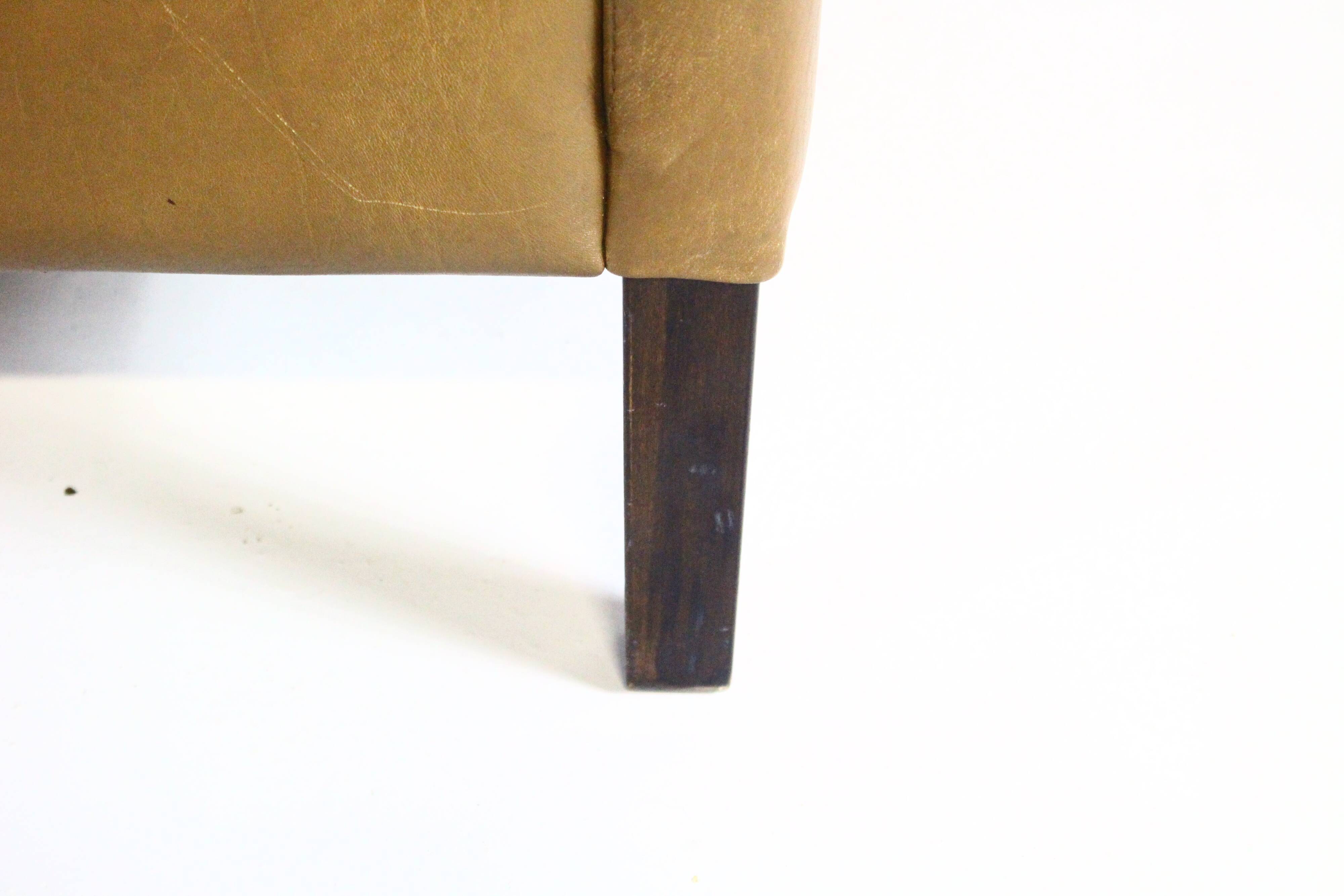 1970s brown leather sofa by Vejen Polstermøbelfabrik