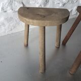 Pair of tripod farm wooden stool