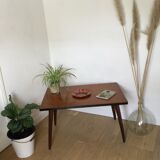 Table basse vintage bois pieds compas