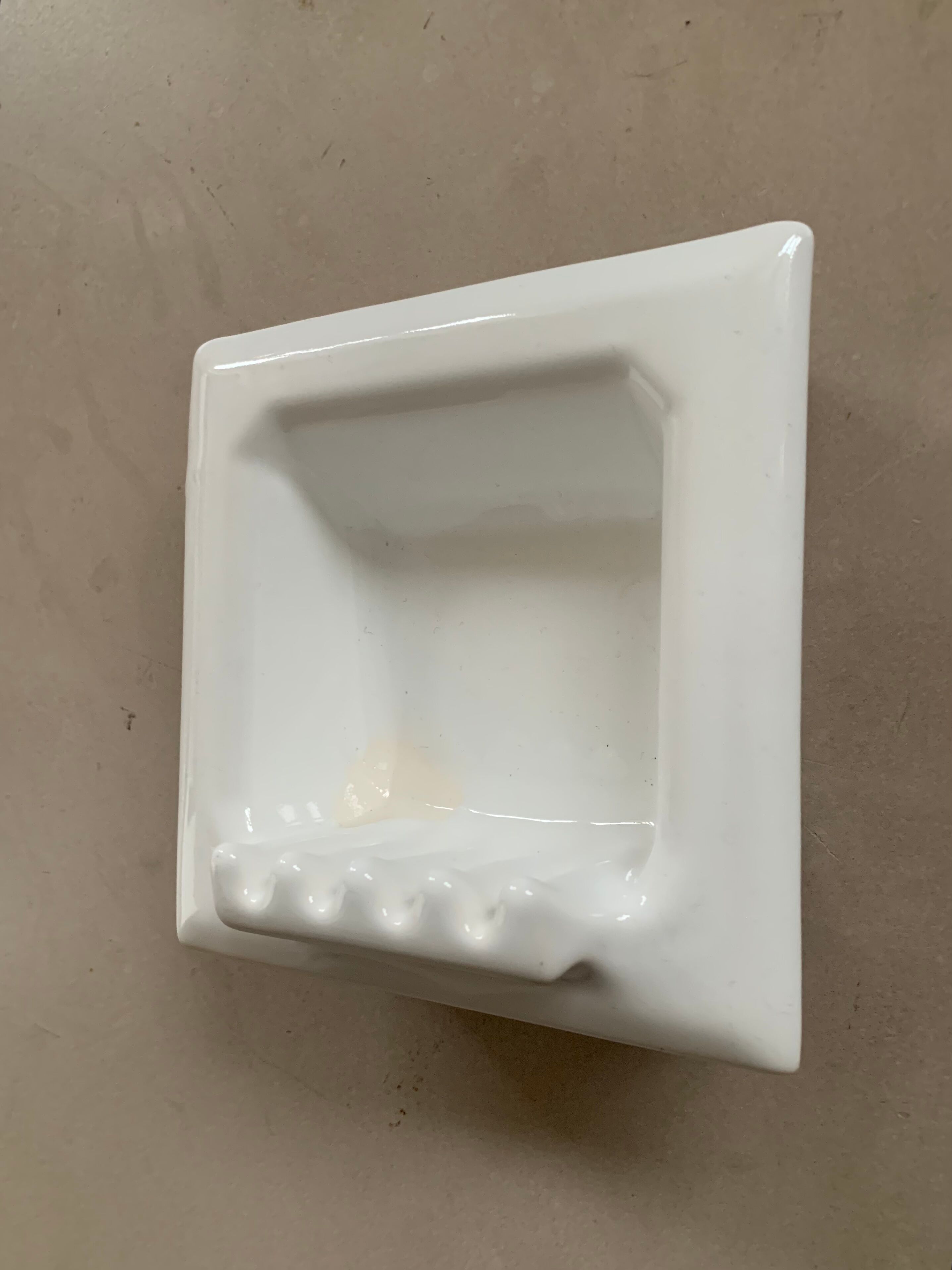 Old wall mounted soap dish to recess