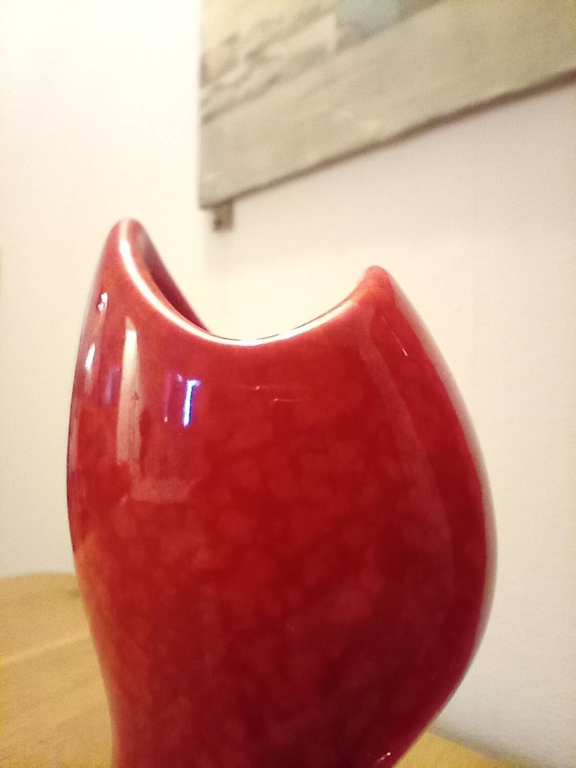 Red ceramic vase, italy 1970s
