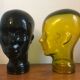 Antique Vintage Black Glass Hat Head
