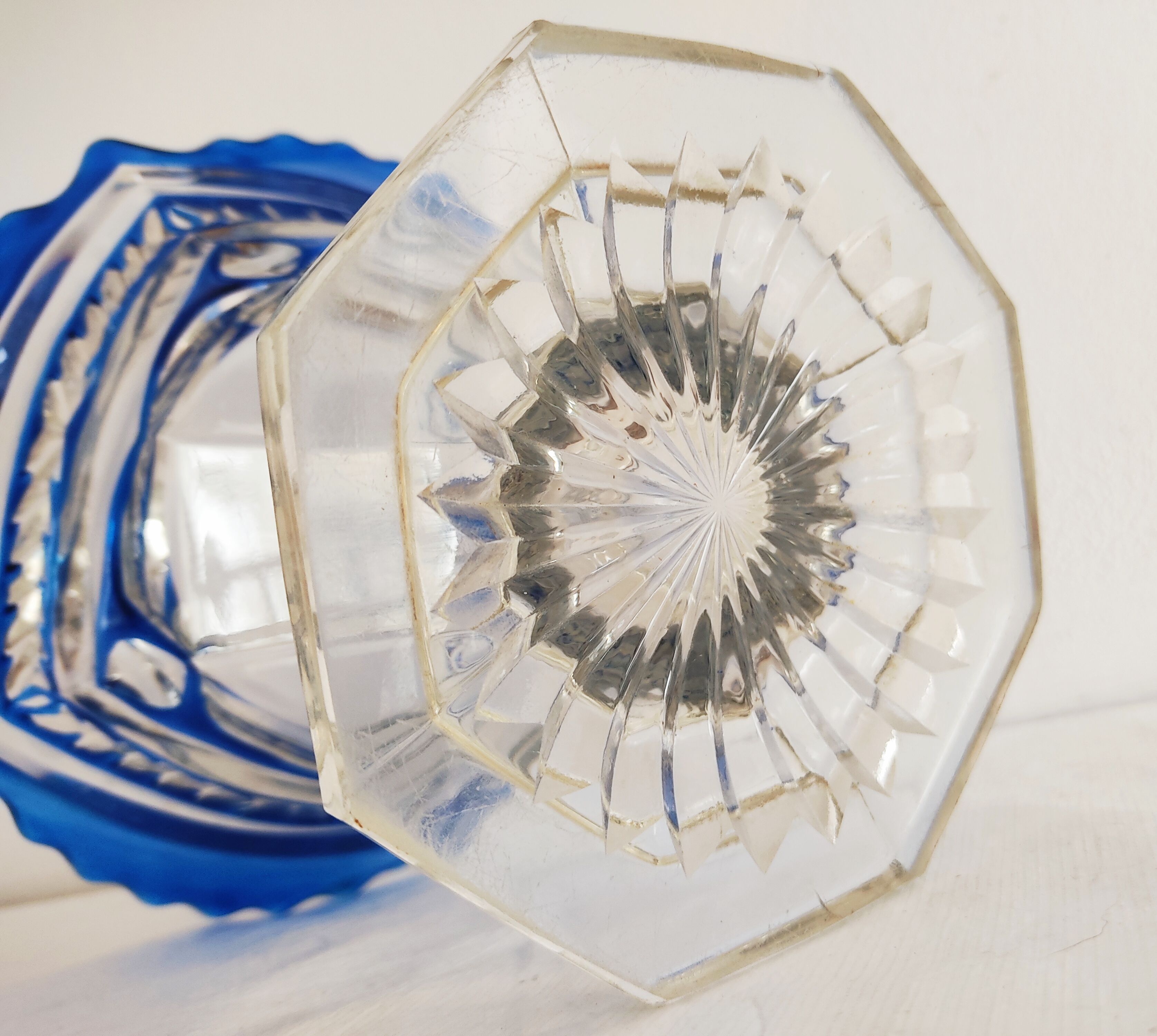 Vintage glass vase painted