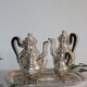 Silver-plated metal tea and coffee service in Empire style.