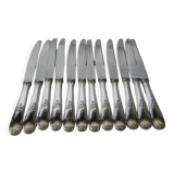 Lot de 12 couteaux manche en métal argenté lame inox G. VIVIER.