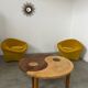 Solid wood coffee table with 2 Yin and Yang elements vintage 60s