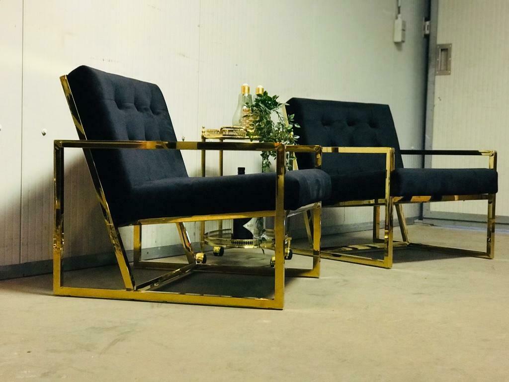 Fauteuil velours & or monoplace