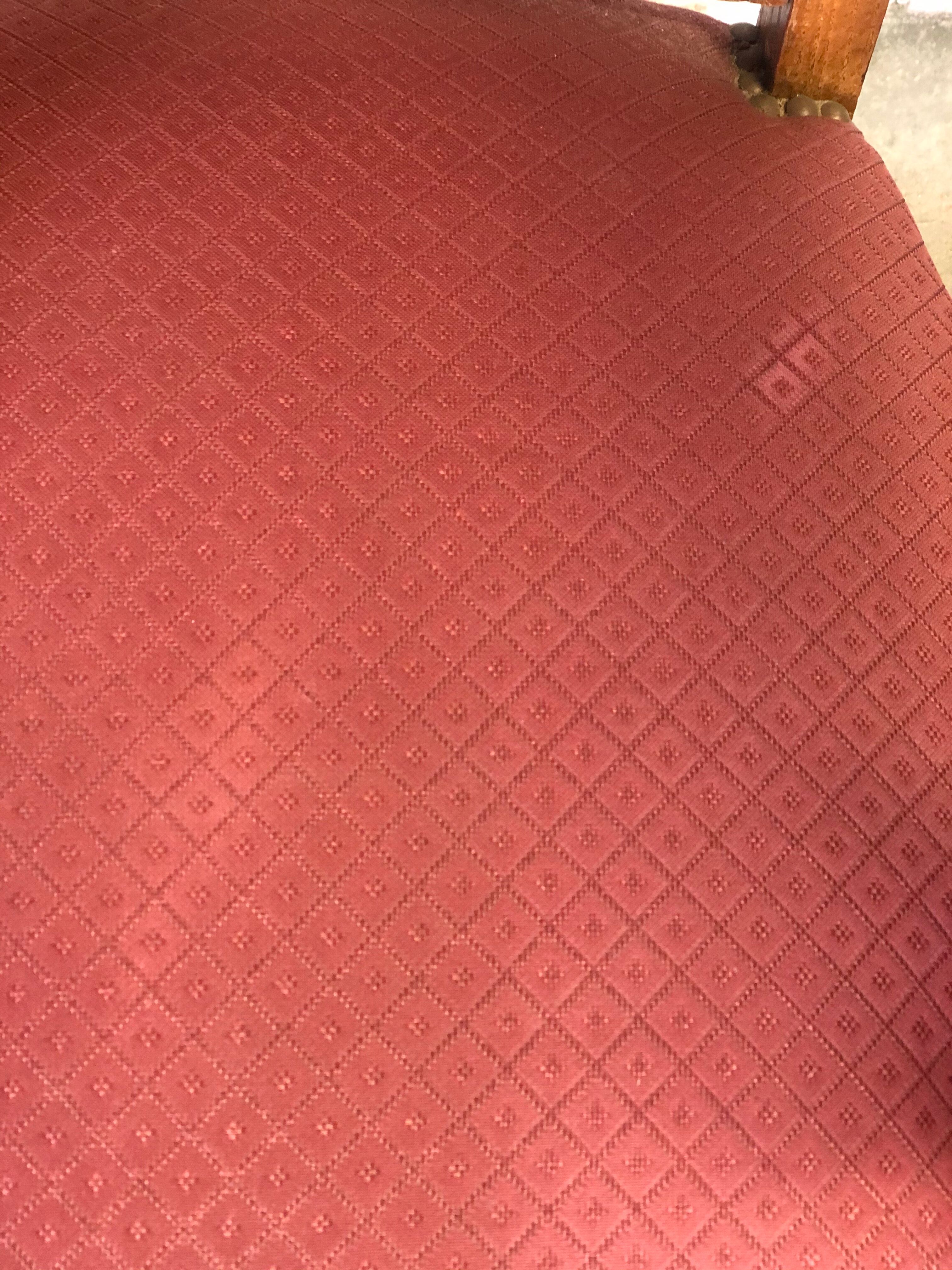 Louis Philippe era armchairs in burgundy-lined ground oak