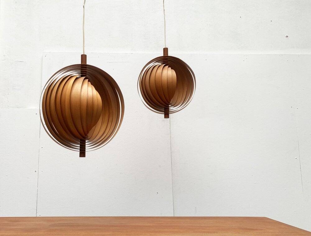 Mid-Century Teak Moon Lamps, 1960s, set of 2