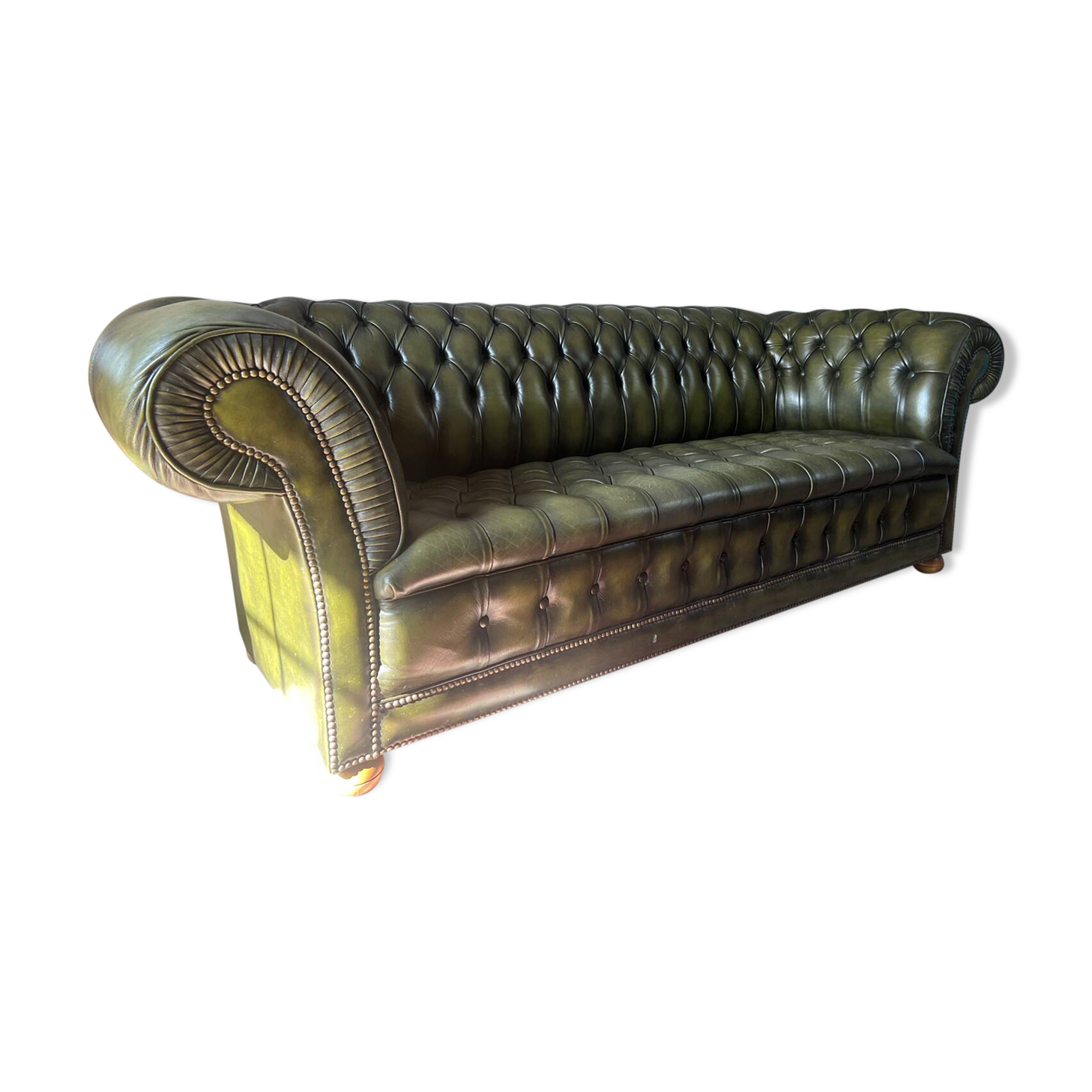 Chesterfield English green 3 seater genuine leather