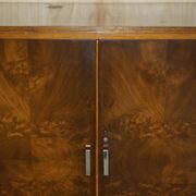 Art Deco governess wardrobe in burr walnut by Waring & Gillow