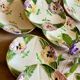 Set of 10 antique slip plates with flower decorations