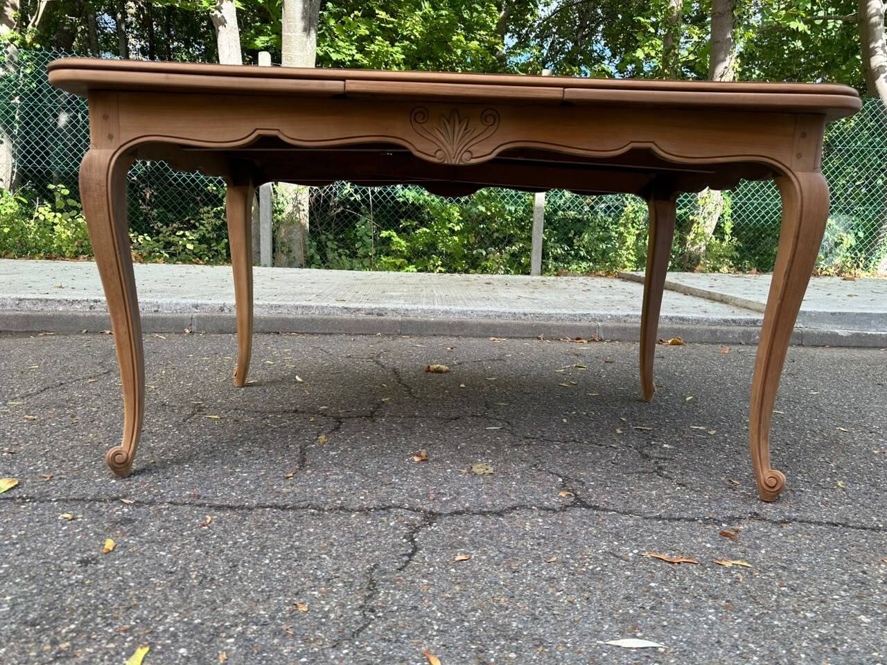Large Louis XV dining table stripped in solid cherry wood 1970 270cm