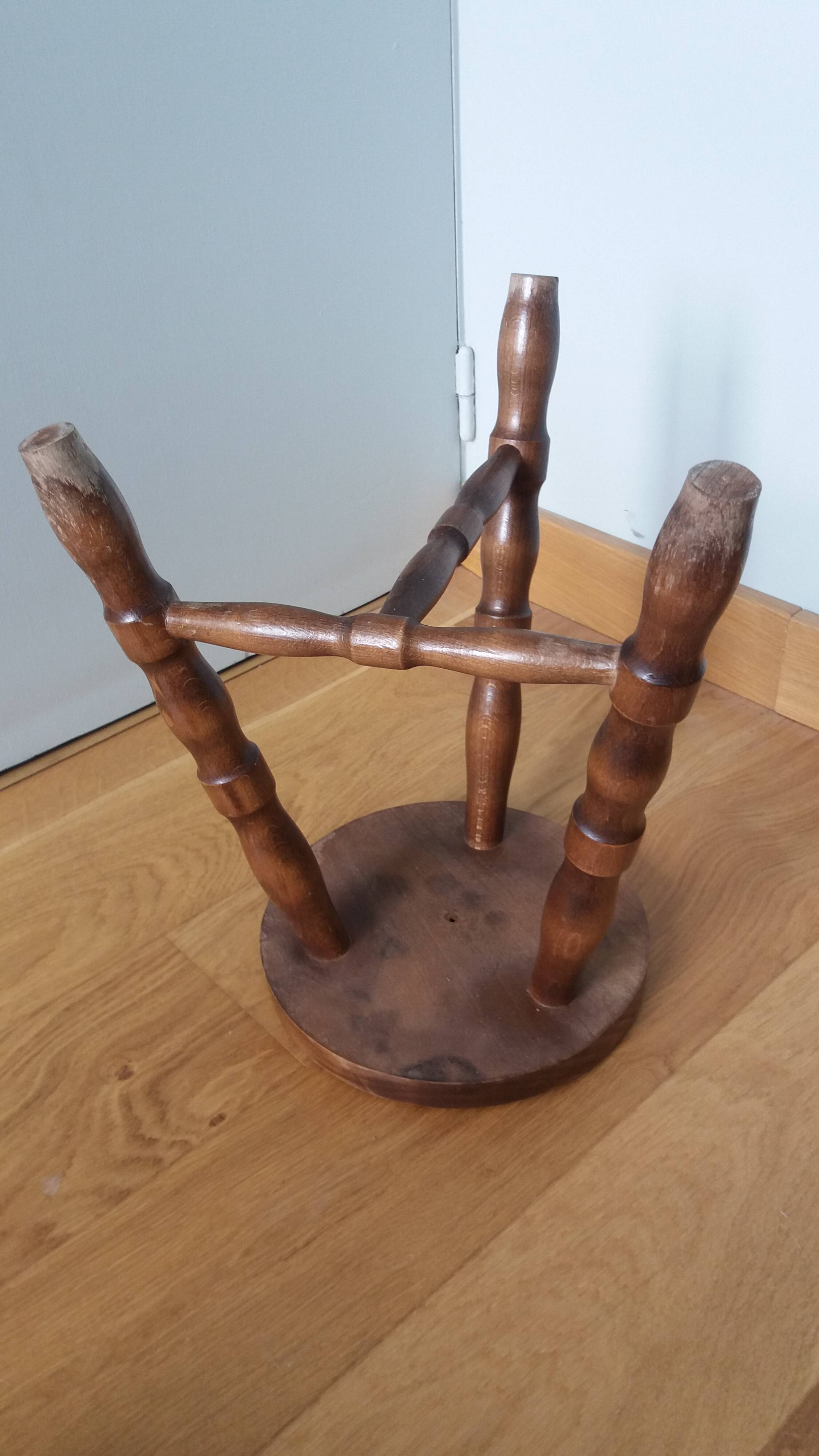 Turned wooden stool