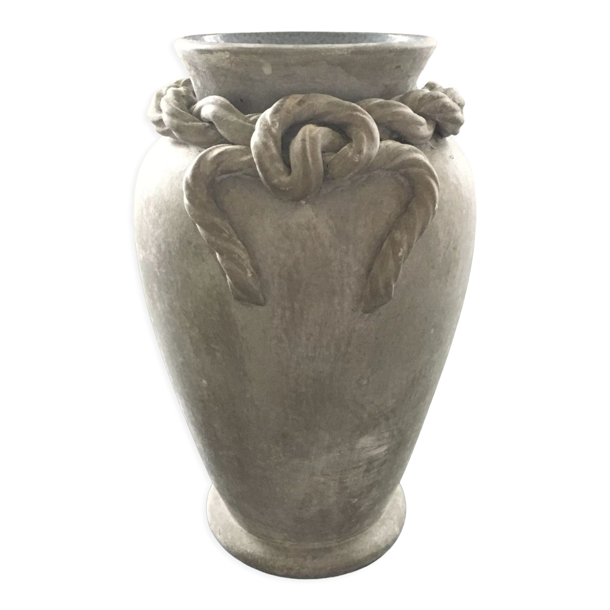 Vase décor cordage en barbotine