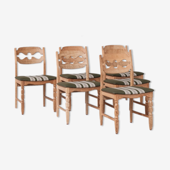 Oak razor danish mid-century dining chairs