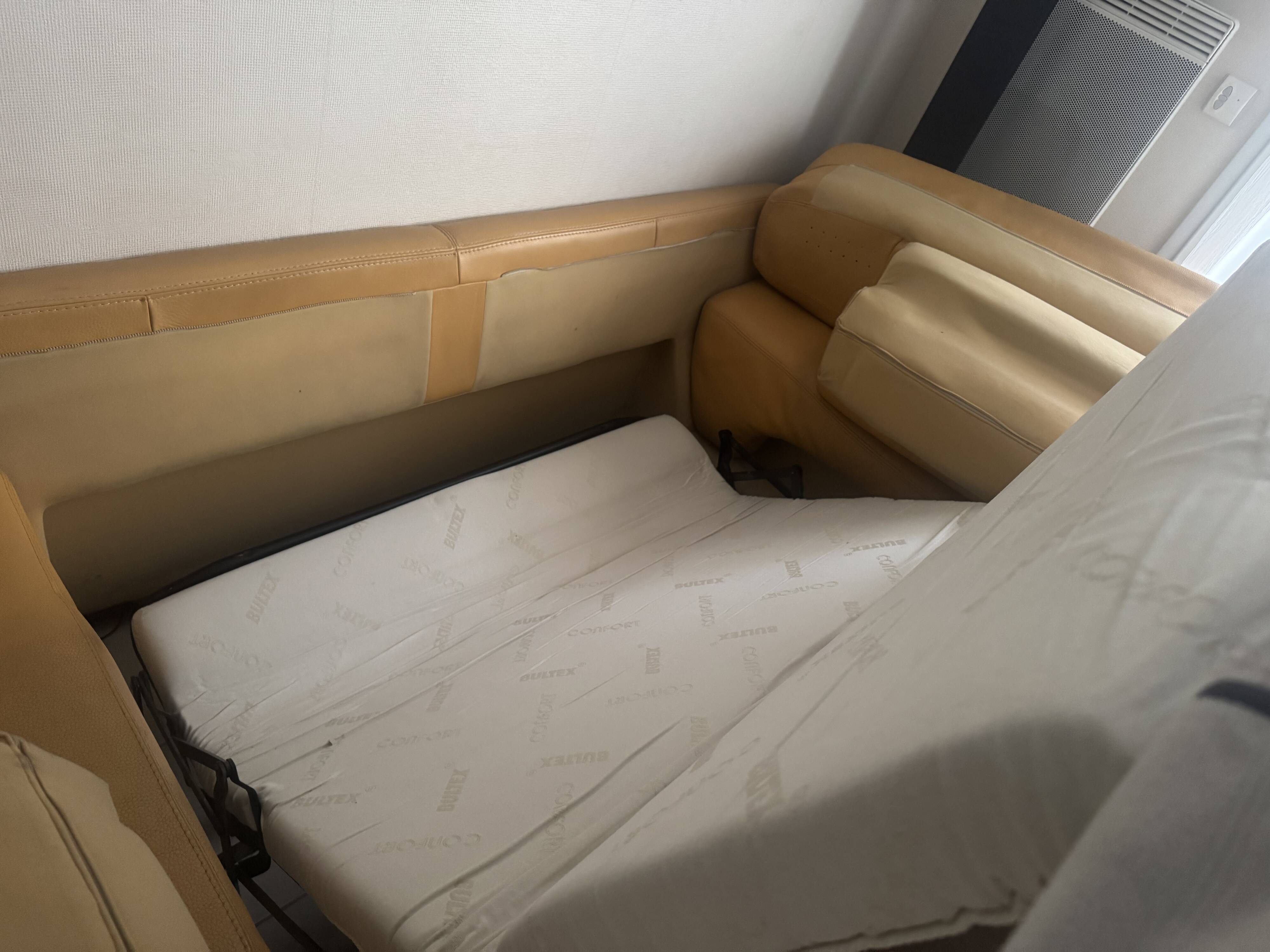 Roche Bobois beige leather sofa bed - Good condition