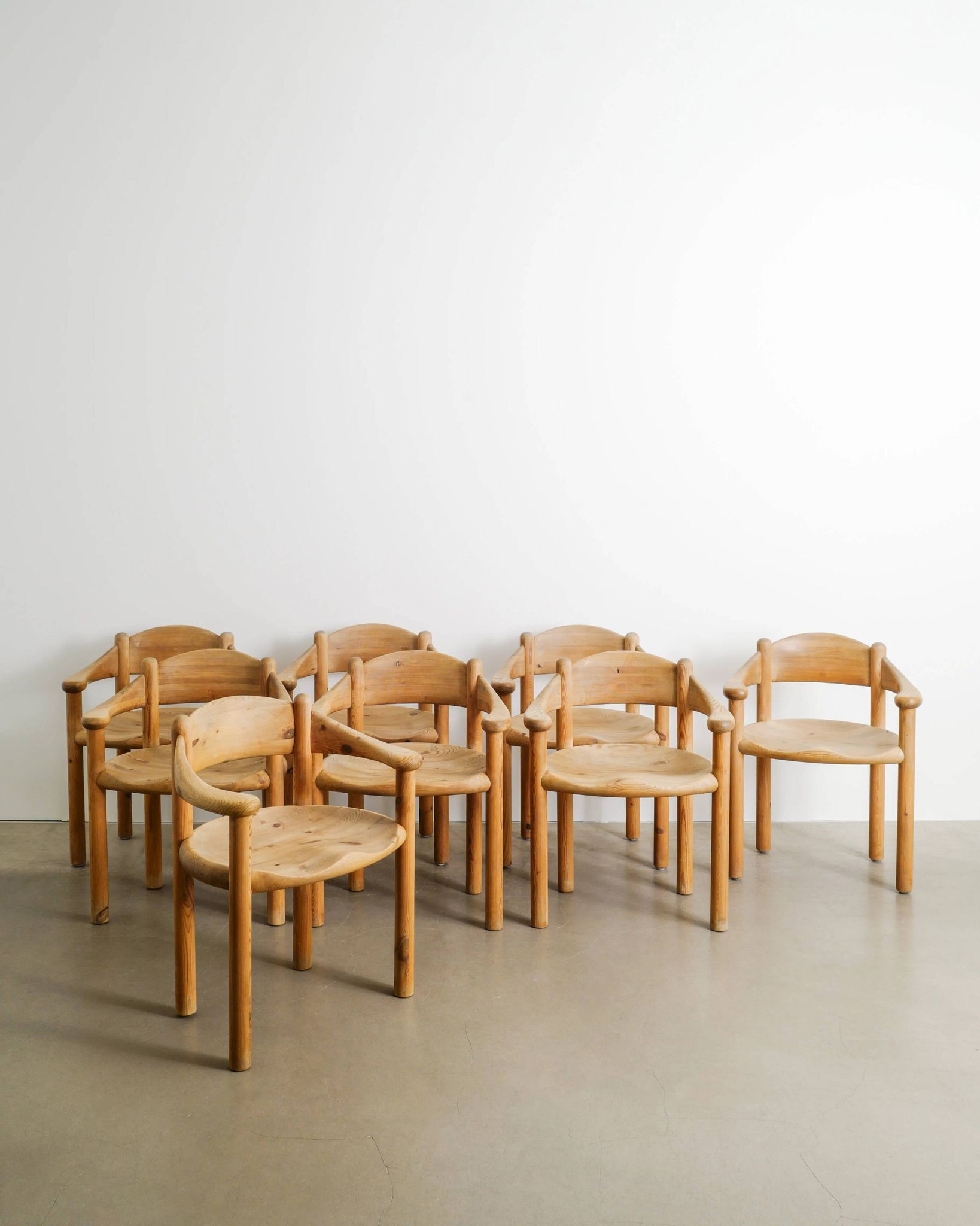 Vintage Danish Set of Eight Rainer Daumiller Wooden Dining Chairs, 1970s
