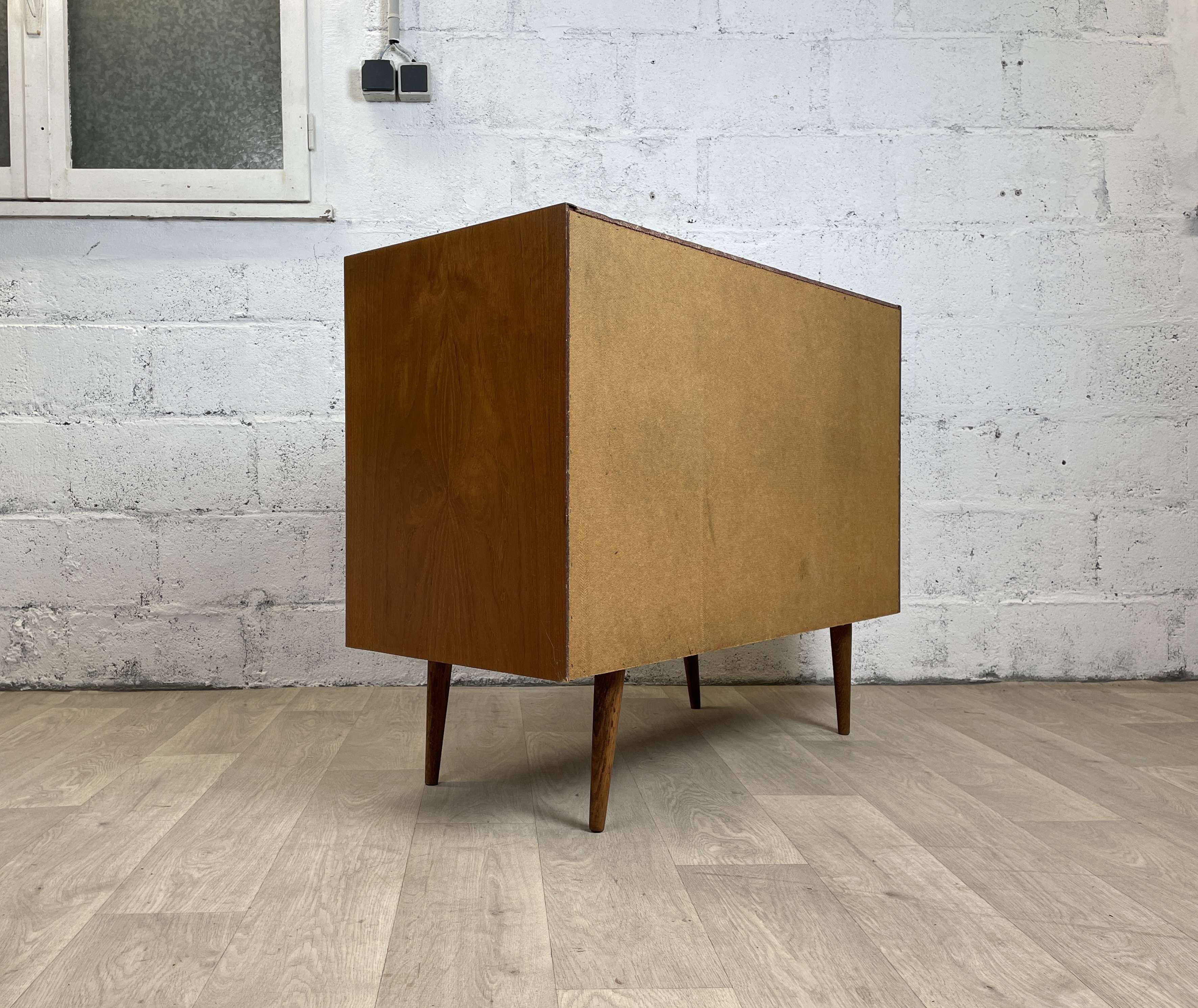 Wide chest of drawers 4 drawers scandinavian vintage teak, 60s