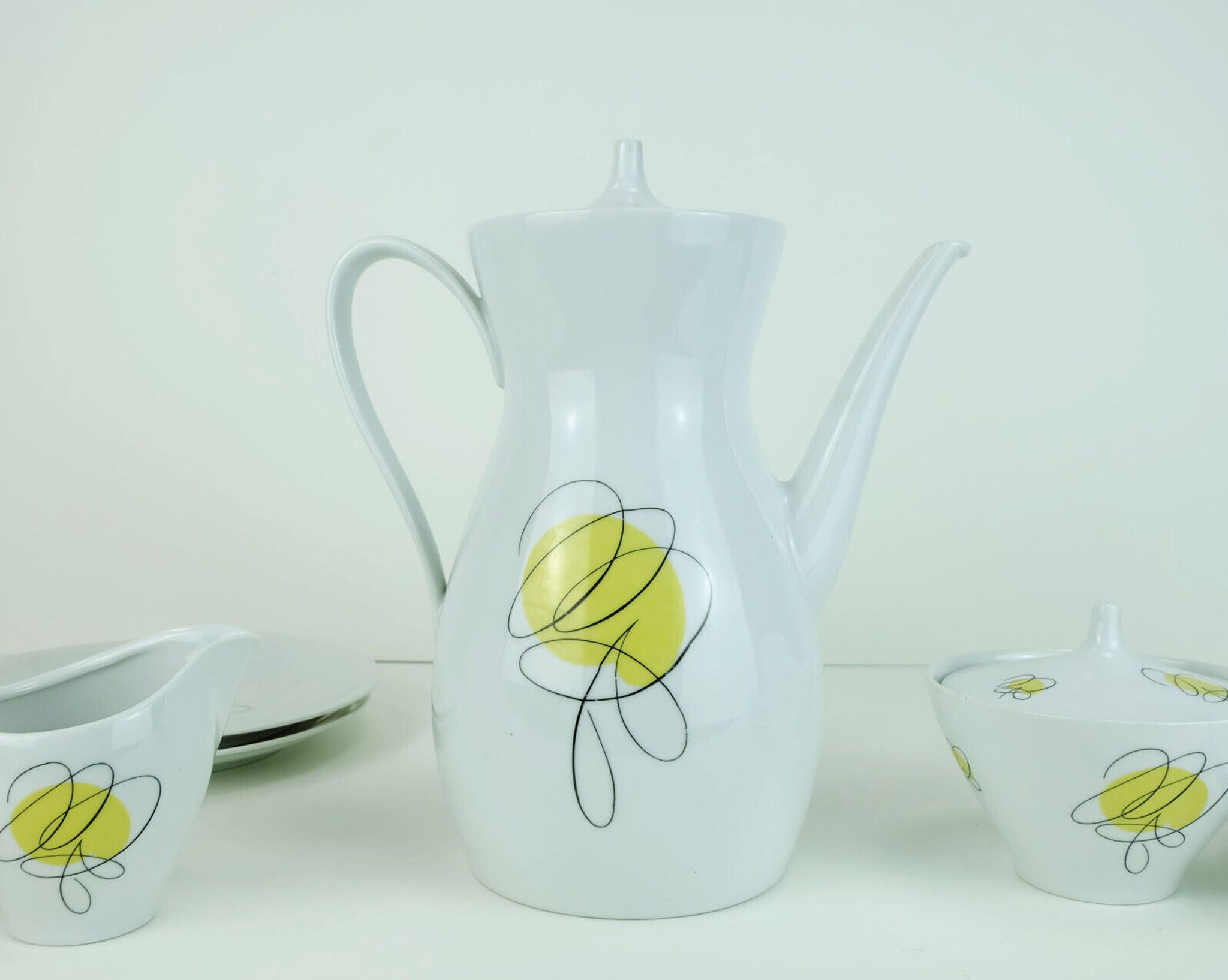 Mid century coffee crockery schirnding bavaria abstract decor in pastel colors 1950s