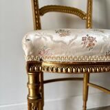 Chaise Napoléon III en bois doré et coton fleuri, XIXème siècle