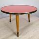 Guerdon small round coffee table red vintage tripod door plant formica