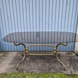 Smoked glass oval table 1970s