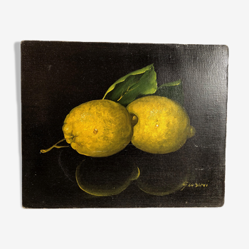 Still life with lemons, oil on canvas 20th
