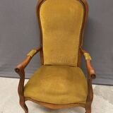 Voltaire armchair yellow velvet 19th century mahogany
