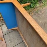 Mid-century daybed in oak and blue formica, Czechoslovakia, 1960s