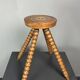 Midcentury bobbin wood turned farm house stool, France ca 1960s