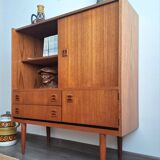 Sideboard, bookcase in teak veneer